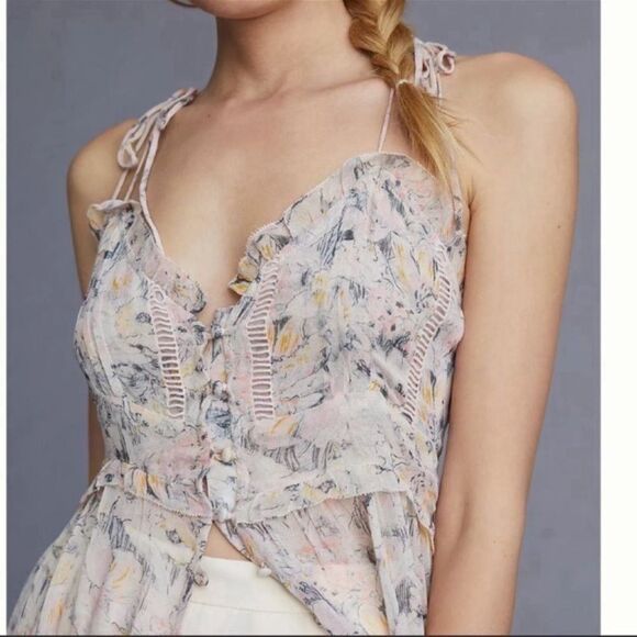 Anthropologie Floral Sheer Curtain Top Maxi length NwOT size Large - Picture 11 of 13